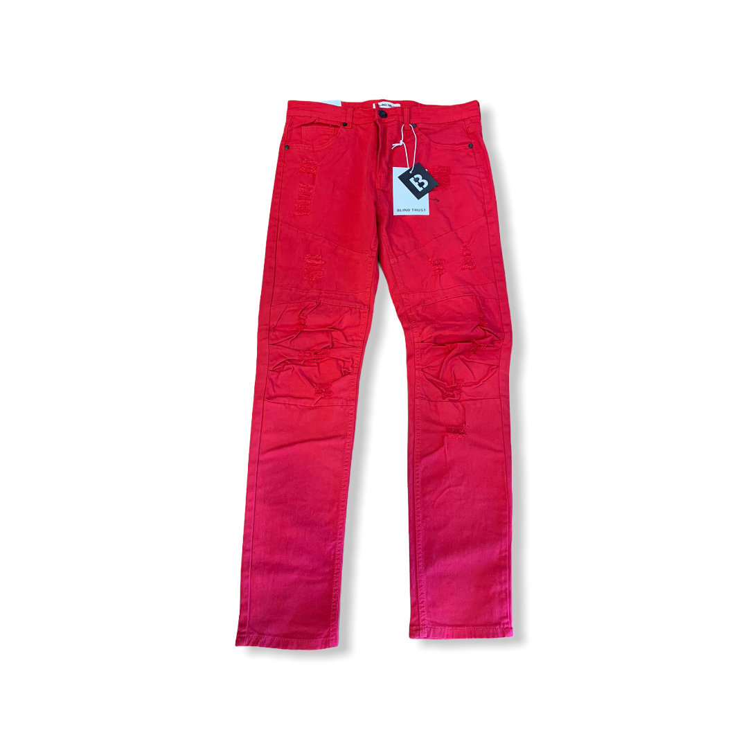 BLIND TRUST: Distressed Denim Twill Pant BTP19633 - On Time Fashions Tuscaloosa